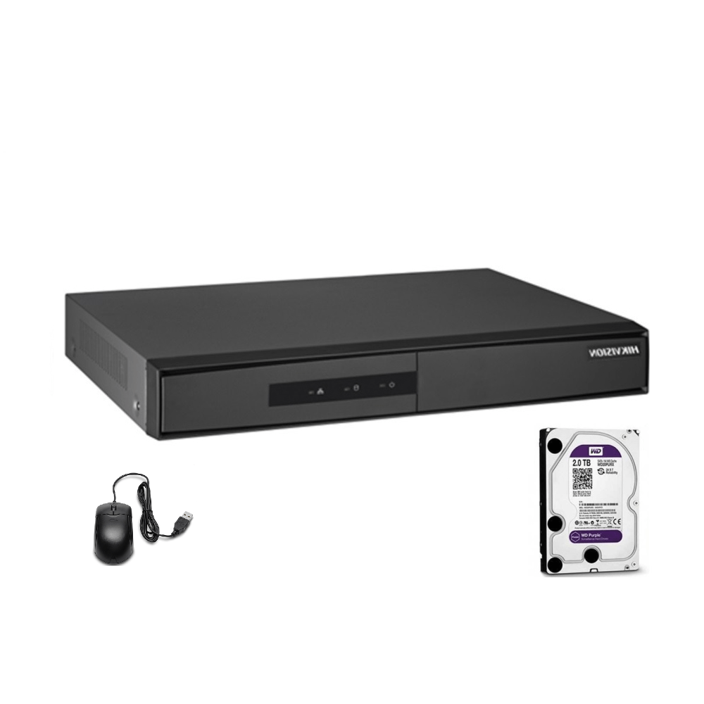 Grabador de Video Hikvision DVR 16 Canales K1 + Disco 1TB Wester Digital Púrpura