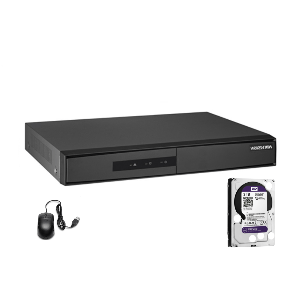 Grabador de Video Hikvision DVR 16 Canales K1 + Disco 2TB Wester Digital Púrpura