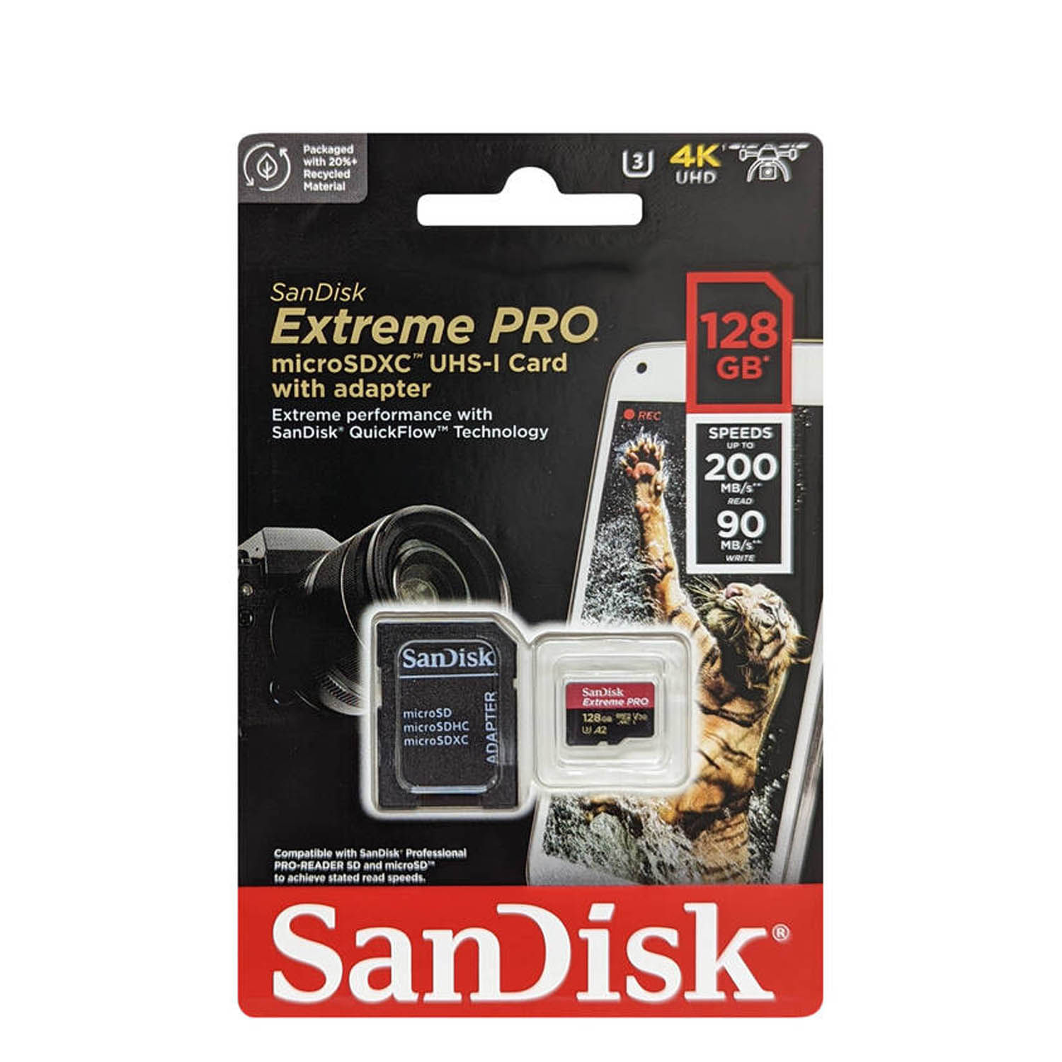 Memoria Sandisk Micro SD Extreme Pro 128GB 4k 200Mb/s A2 U3 - Negro - SDSQXCD-128G-GN6MA