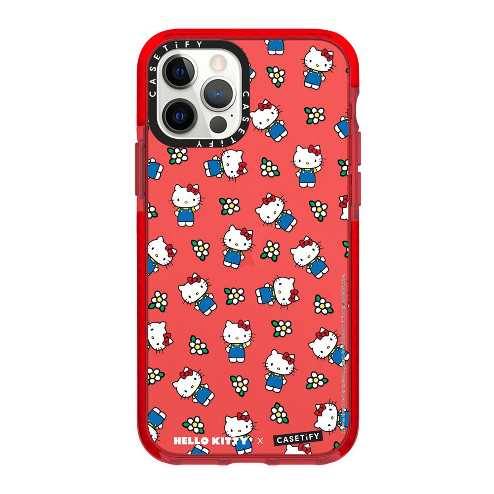 Case ScreenShop Para iPhone 14 Hello Kitty Flower Rojo Transparente Casetify