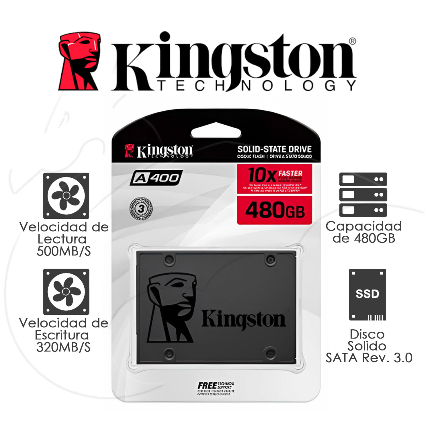 SSD 480GB Kingston A400 2.5" SATA 3.0 Ultra Veloz
