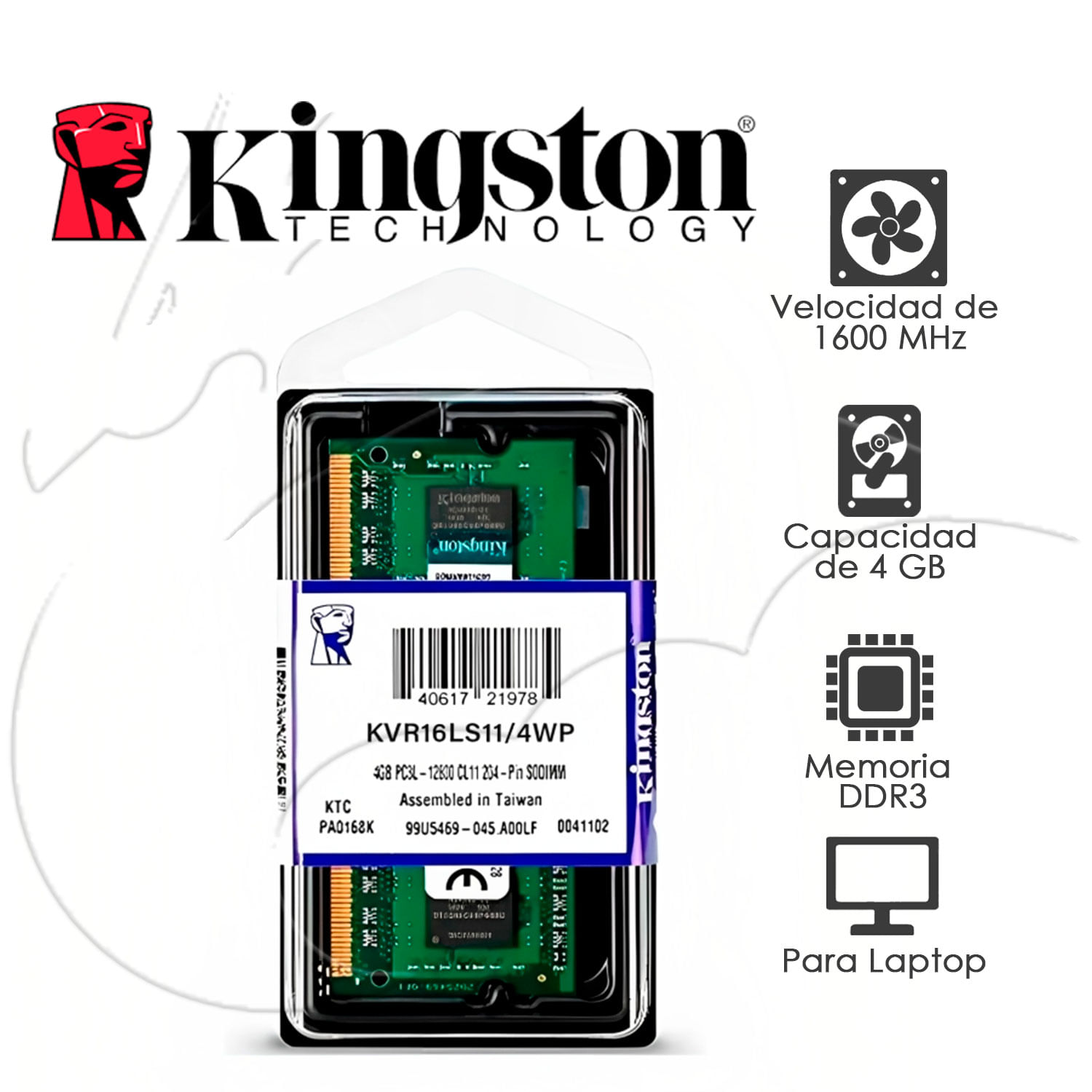 MEMORIA RAM  DDR3 4G LAPTOP 1600MHZ KINGSTON