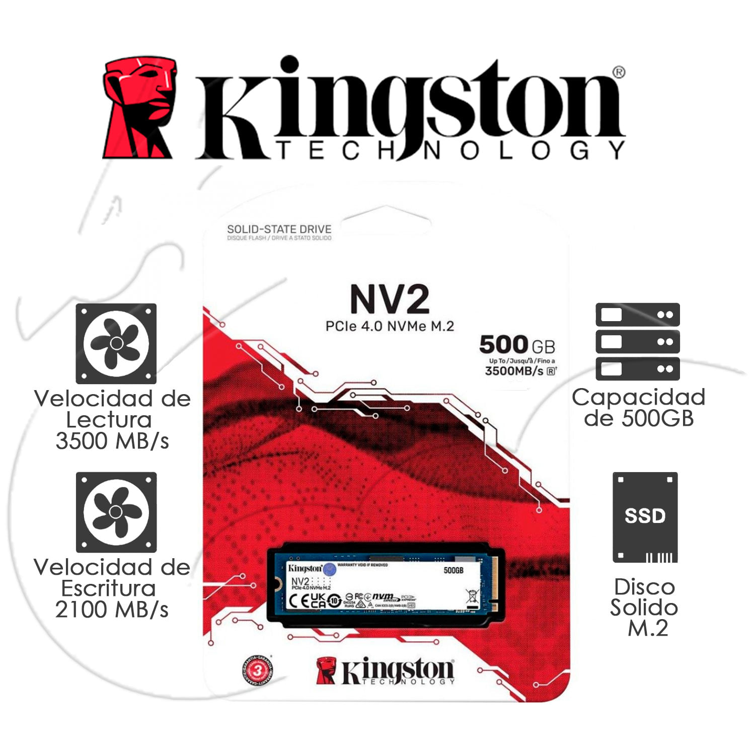 Ssd Kingston 500GB Nv2 Pcie 4.0 Nvme M.2