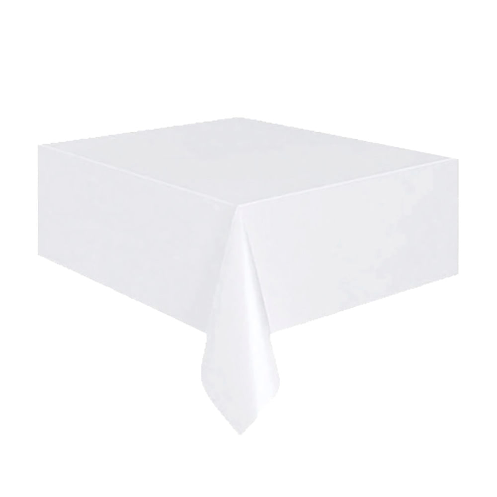 Mantel Rectangular Sólido 137 cm x 274 cm Olego Oxo Biodegradable x 1u. Color Blanco