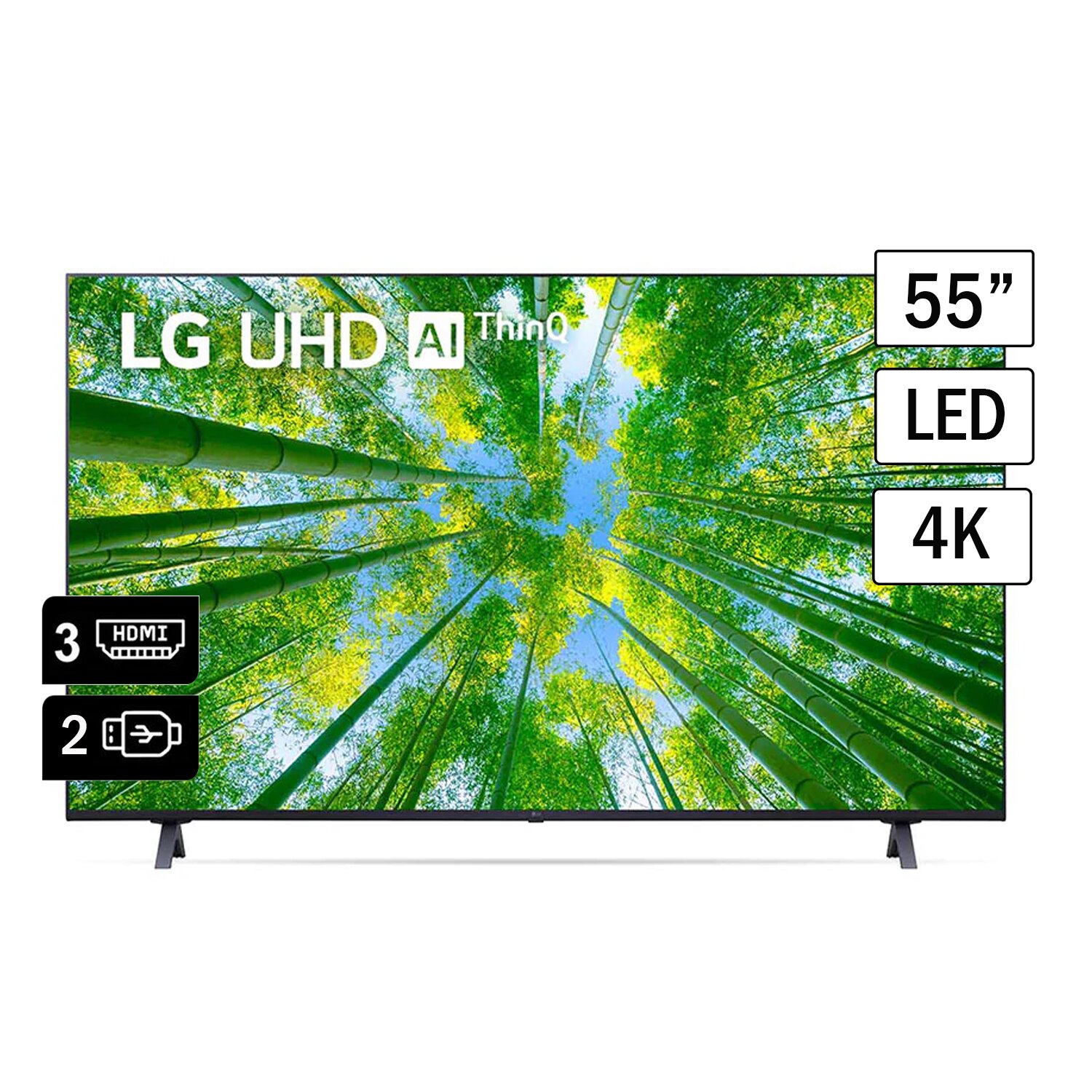 Televisor LED Smart TV ThinQ AI 4K UHD 55" LG 55UQ7950PSB + Rack + Limpiador