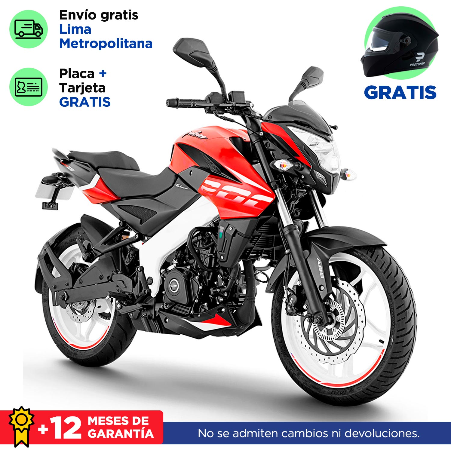 Moto Bajaj Pulsar NS 200 Fi Abs Rojo/Gris