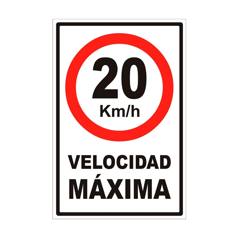 Señal vial Velocidad Máxima 20 Km/h 90x60cm