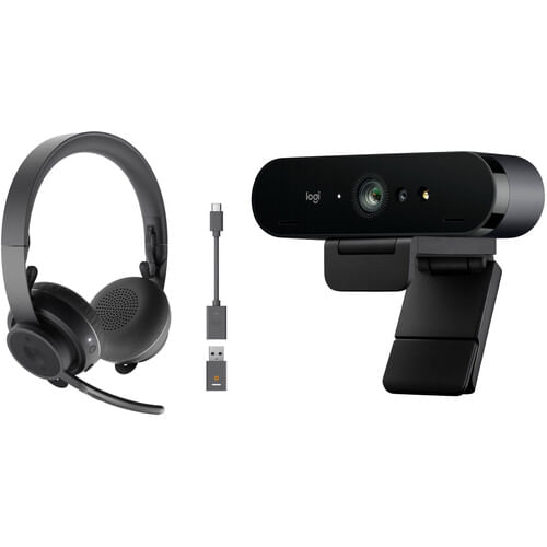 Logitech 4K Pro Webcam con kit de auriculares inalámbricos Zone 900