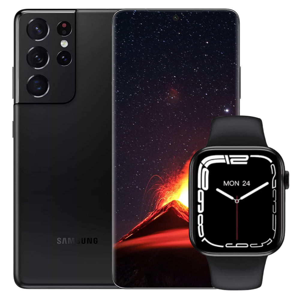 Celular Samsung Galaxy S21 Ultra 5G 128GB Negro + Smartwatch (Obsequio)