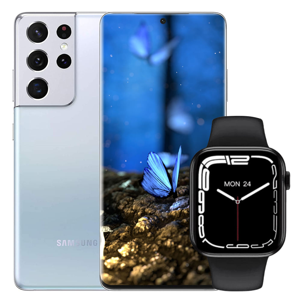 Celular Samsung Galaxy S21 Ultra 5G 128GB Blanco + Smartwatch (Obsequio)