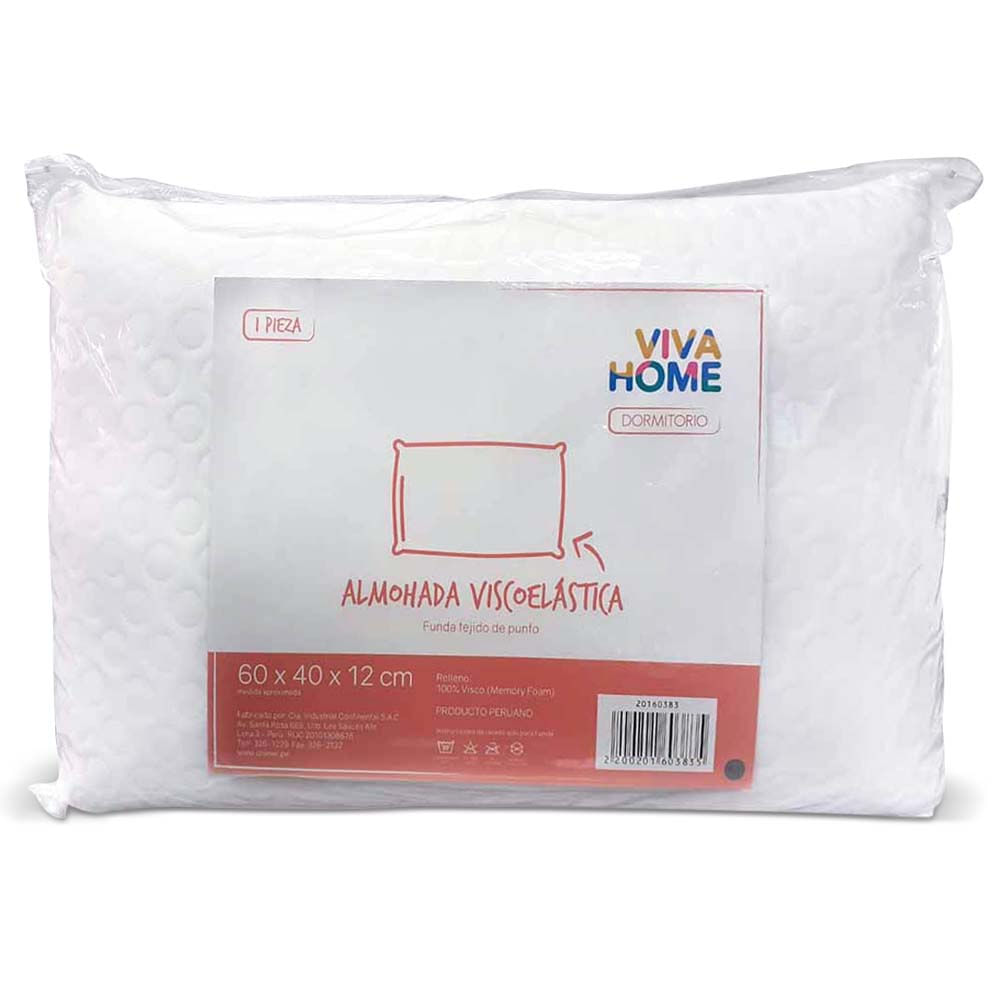 Almohada VIVA HOME Memory Foam Ergonómica 60x40 Paquete 1un