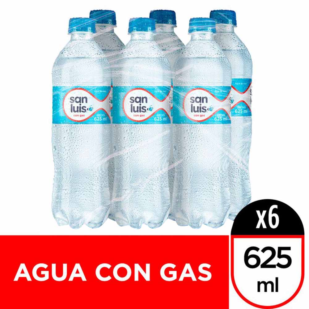 Agua Mineral SAN LUIS Con Gas Botella 625ml Paquete 6un