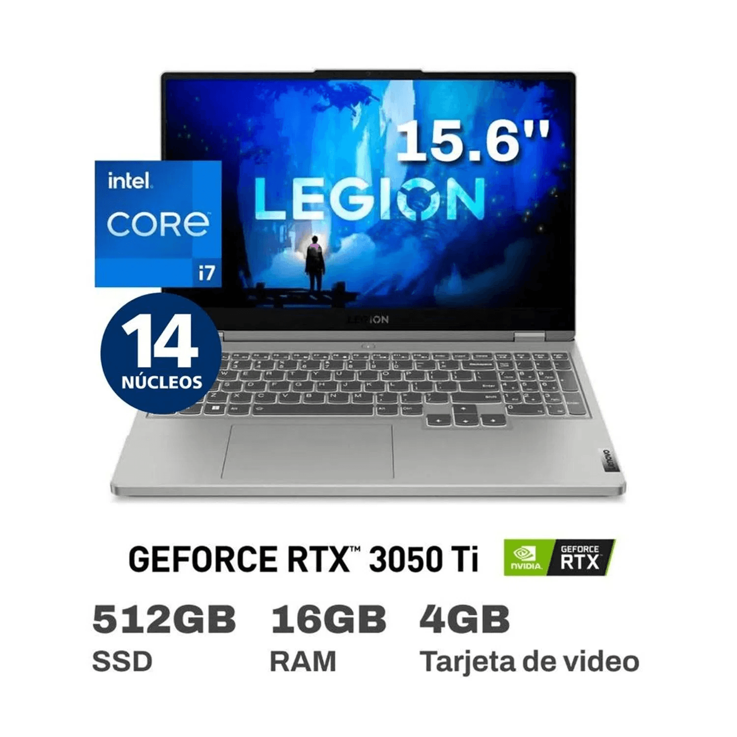 Laptop Gamer Lenovo Legión 5i Intel Core i7 14 Núcleos 16GB RAM 512GB SSD 15.6" RTX 3050 Ti