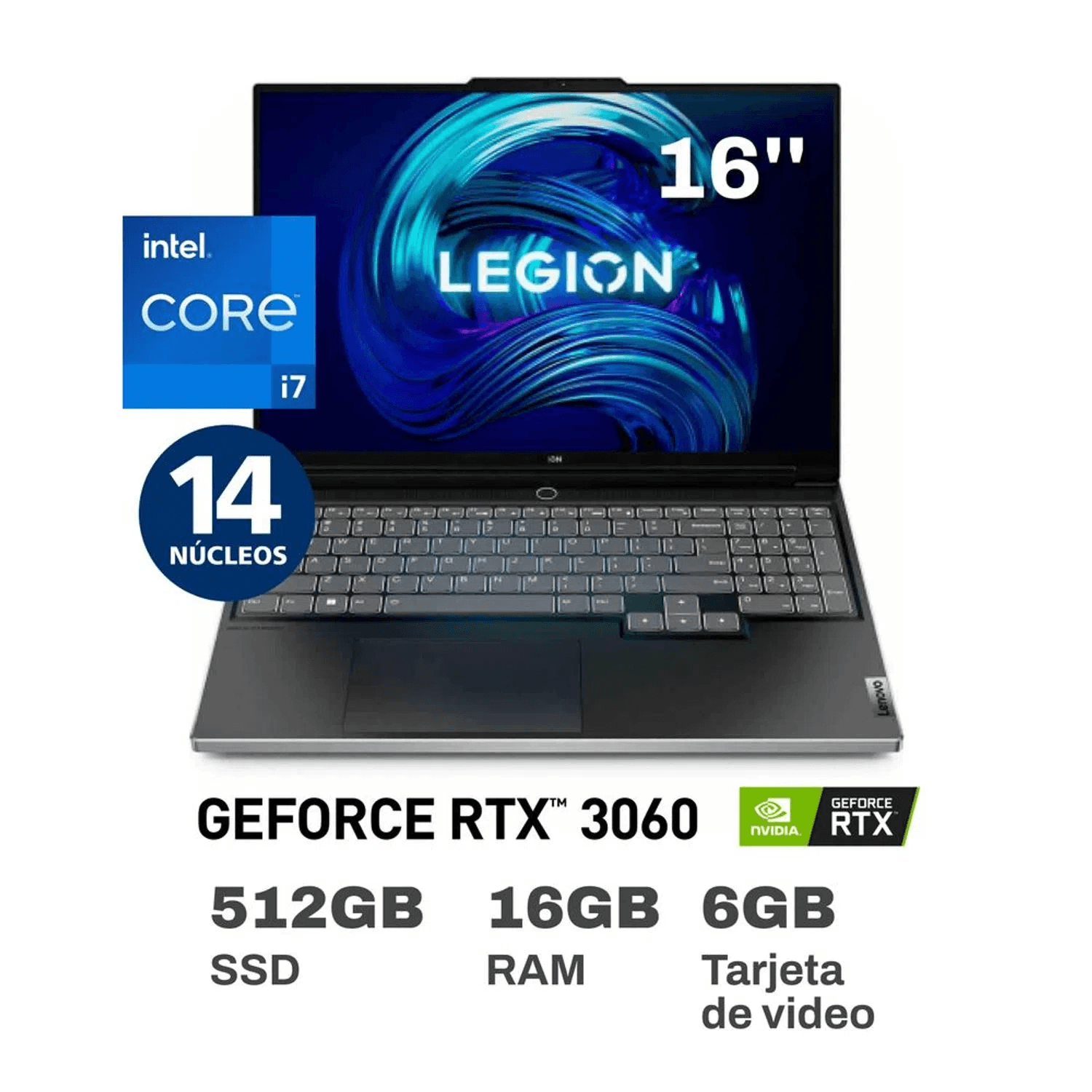 Laptop Gamer Lenovo Legión S7 Intel Core i7 14 Núcleos 16GB RAM 512GB SSD 16" RTX 3060