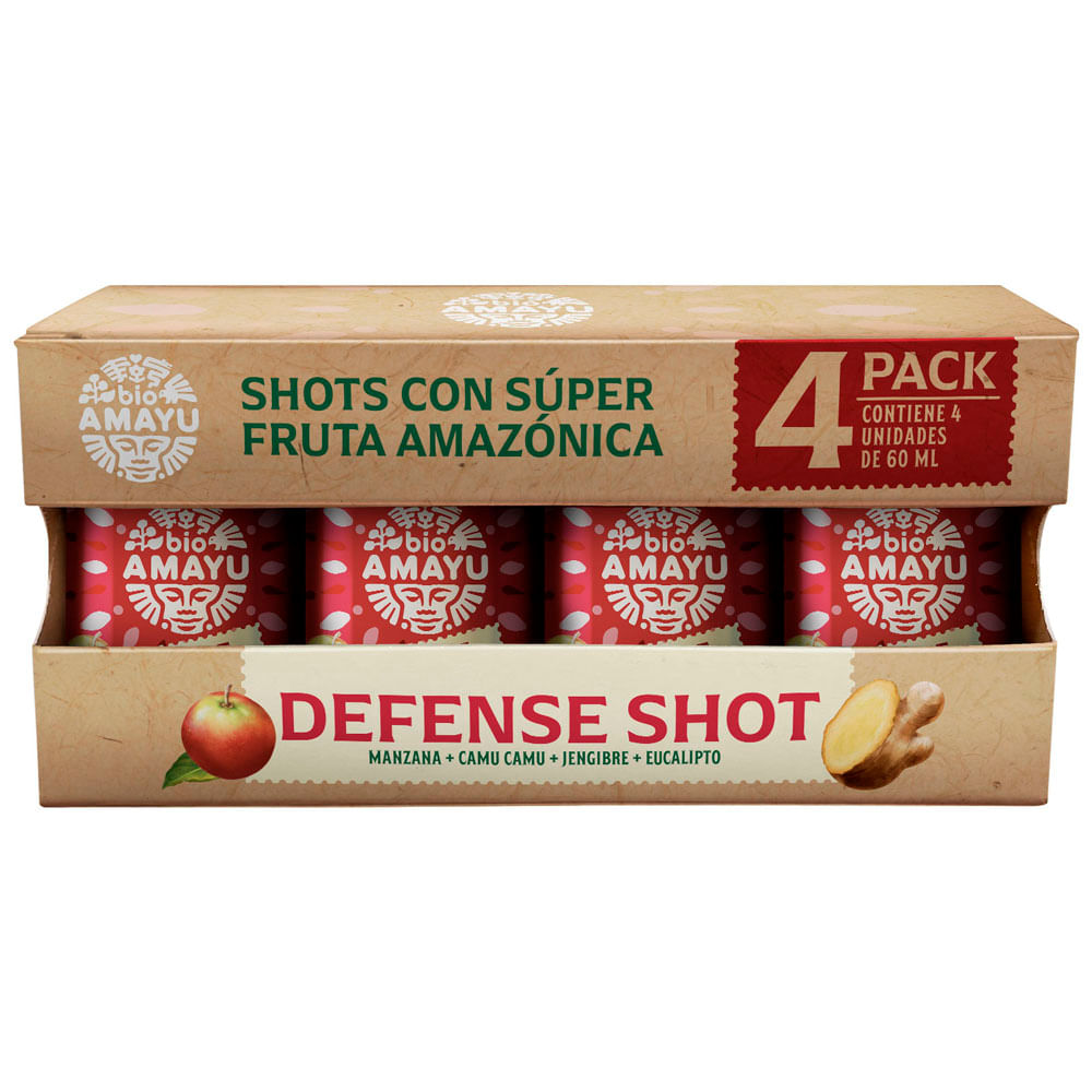 Bebida BIO AMAYU Shots Defense Botella 60ml Paquete 4un