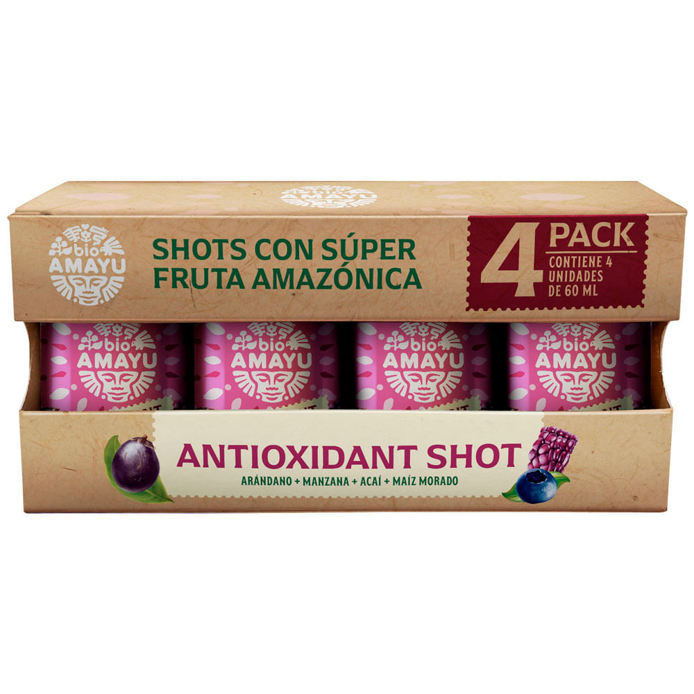 Bebida BIO AMAYU Shots Antioxidante Botella 60ml Paquete 4un