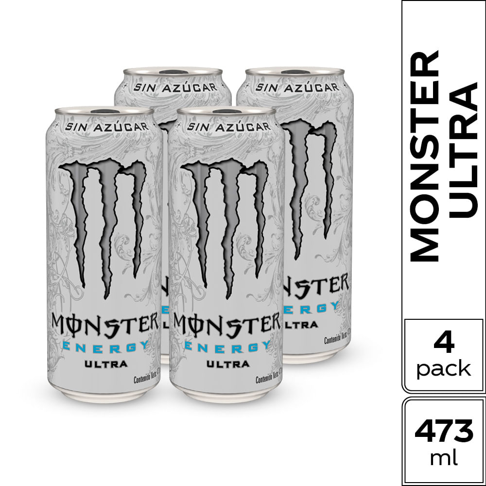 Pack MONSTER Bebida Energizante Ultra Lata 473ml x 4un