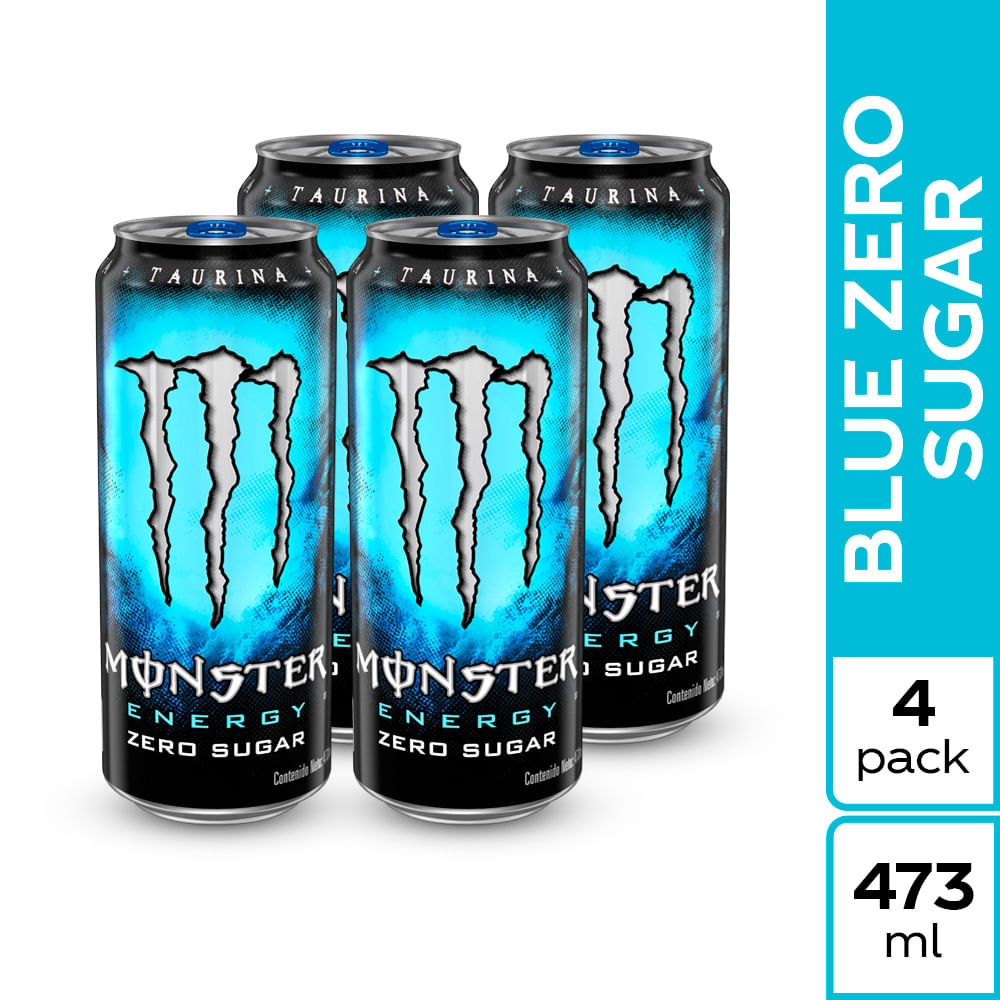 Pack Bebida Energizante MONSTER Zero Sugar Lata 473ml x 4un