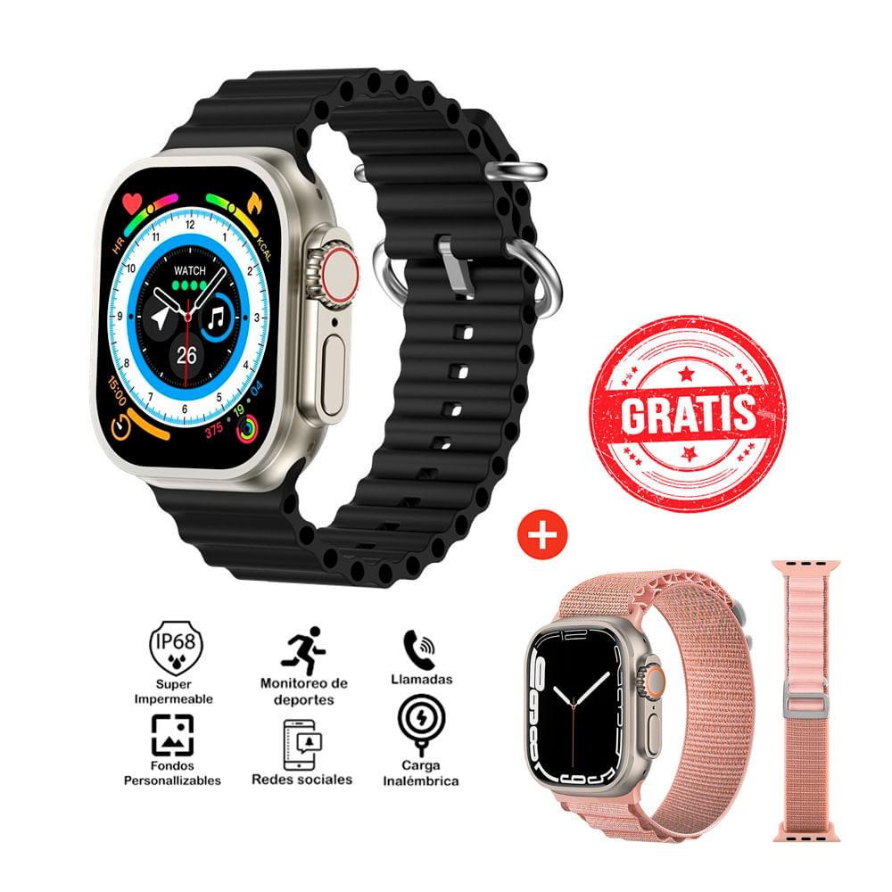 Smartwatch Ultra Z59 Black Nuevo Gratis Correa Nylon Ultra Pink