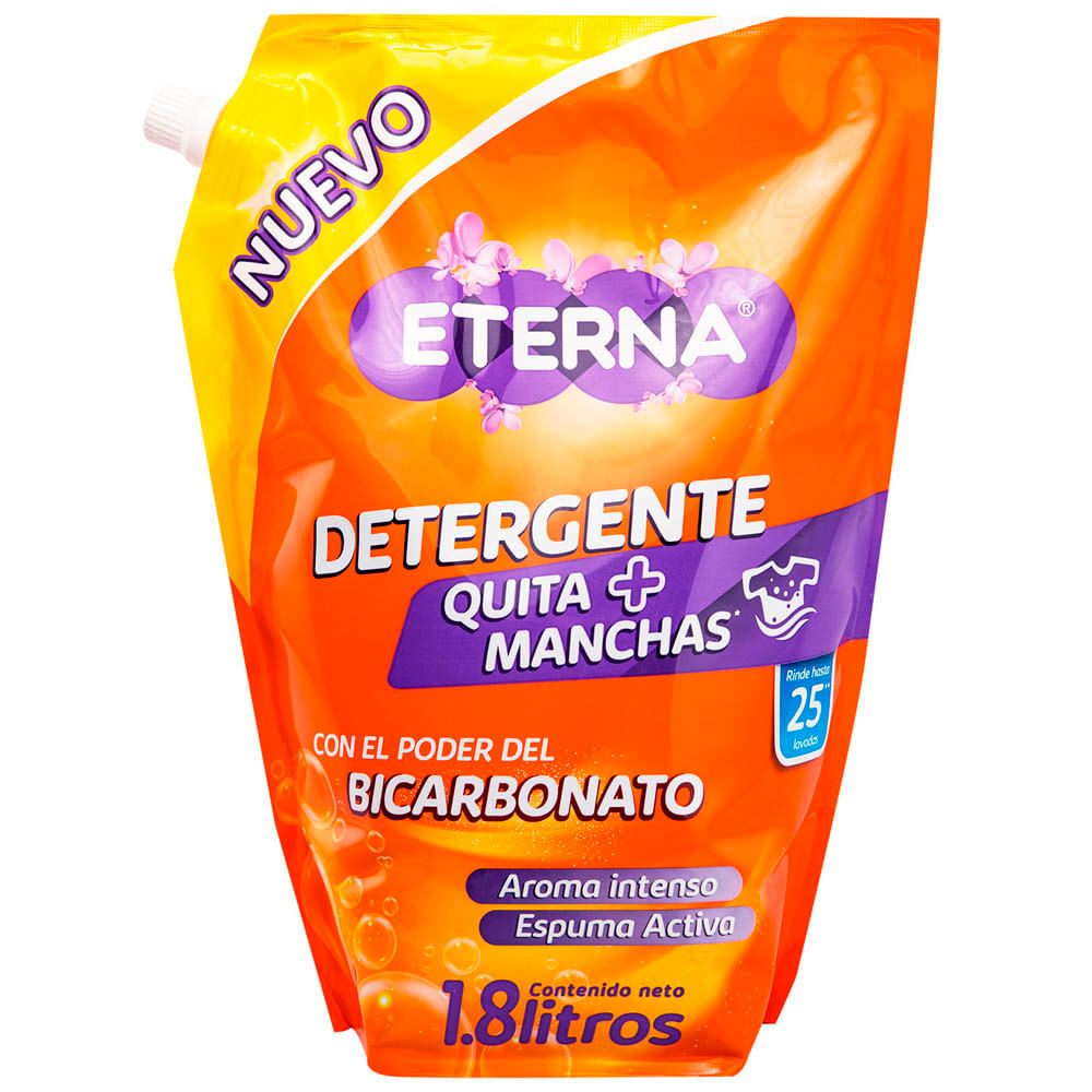 Detergente Líquido ETERNA Quita + Manchas Doypack 1.8L
