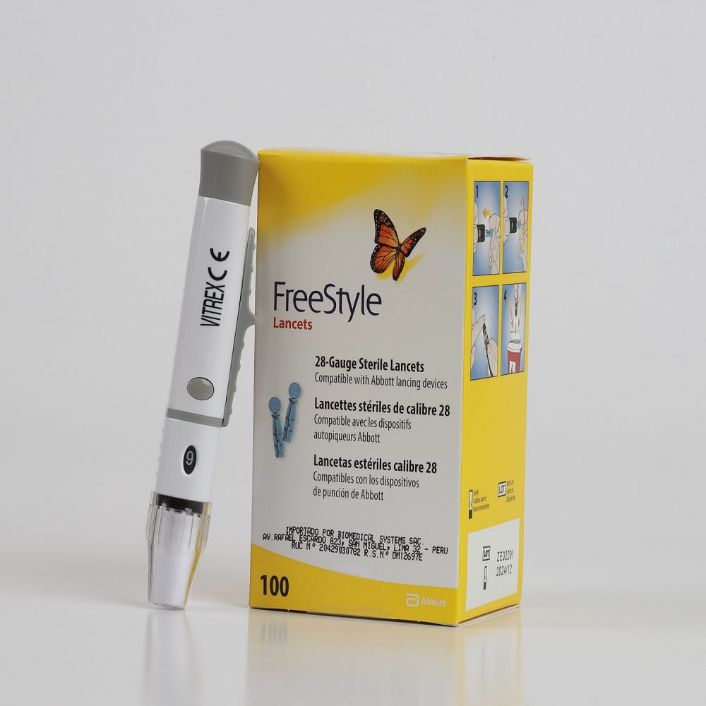 Combo 1 Caja Lancetas Freestyle X 100 + 1 Lancetero Vitrex