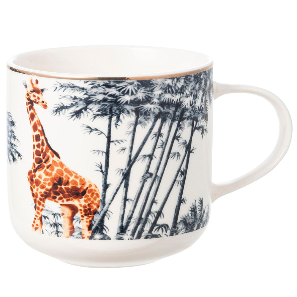 Taza DECO HOME Elefante Asa Dorada