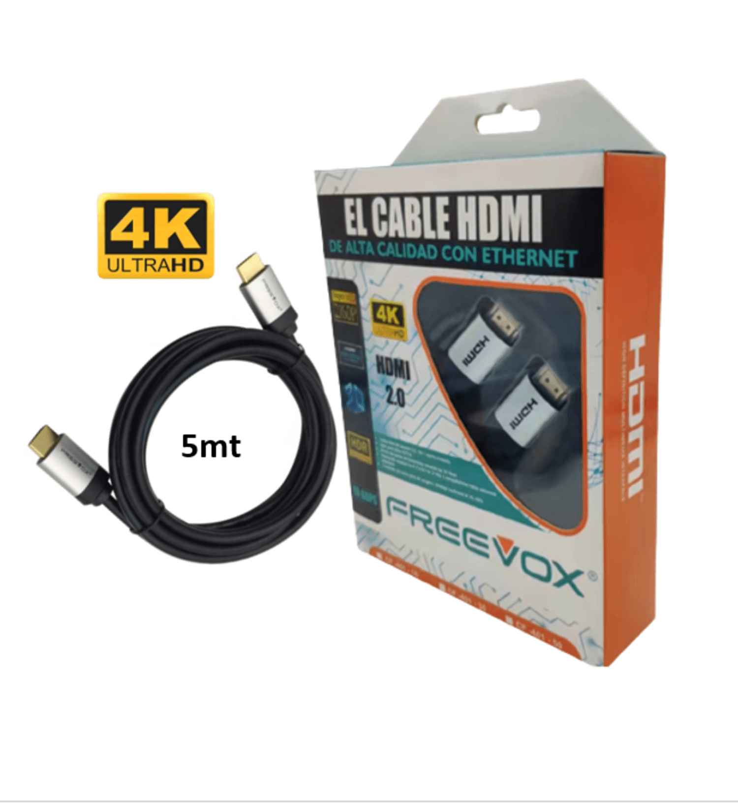 CABLE HDMI FREEVOX 4K V2.0 – 5m con Ethernet