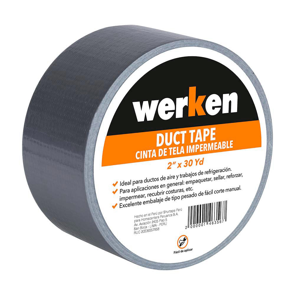 Cinta Duct Tape Werken 2" x 30 Yds Pack x 3u.