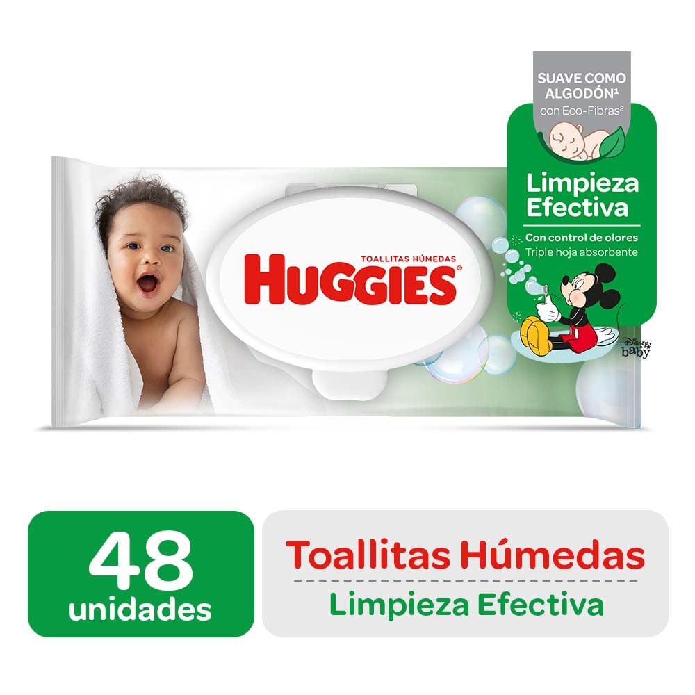 Toallitas Húmedas para Bebé HUGGIES Limpieza Efectiva Paquete 48un