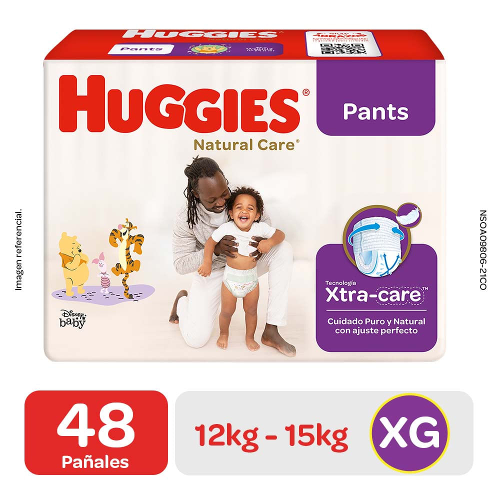 Pañales para Bebé HUGGIES Natural Care Pants Talla XG Paquete 48un