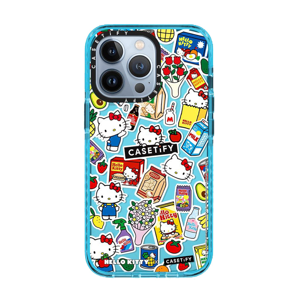 Case ScreenShop Para iPhone 14 Pro Max Hello Kitty StickerMania Azul Transparente Casetify