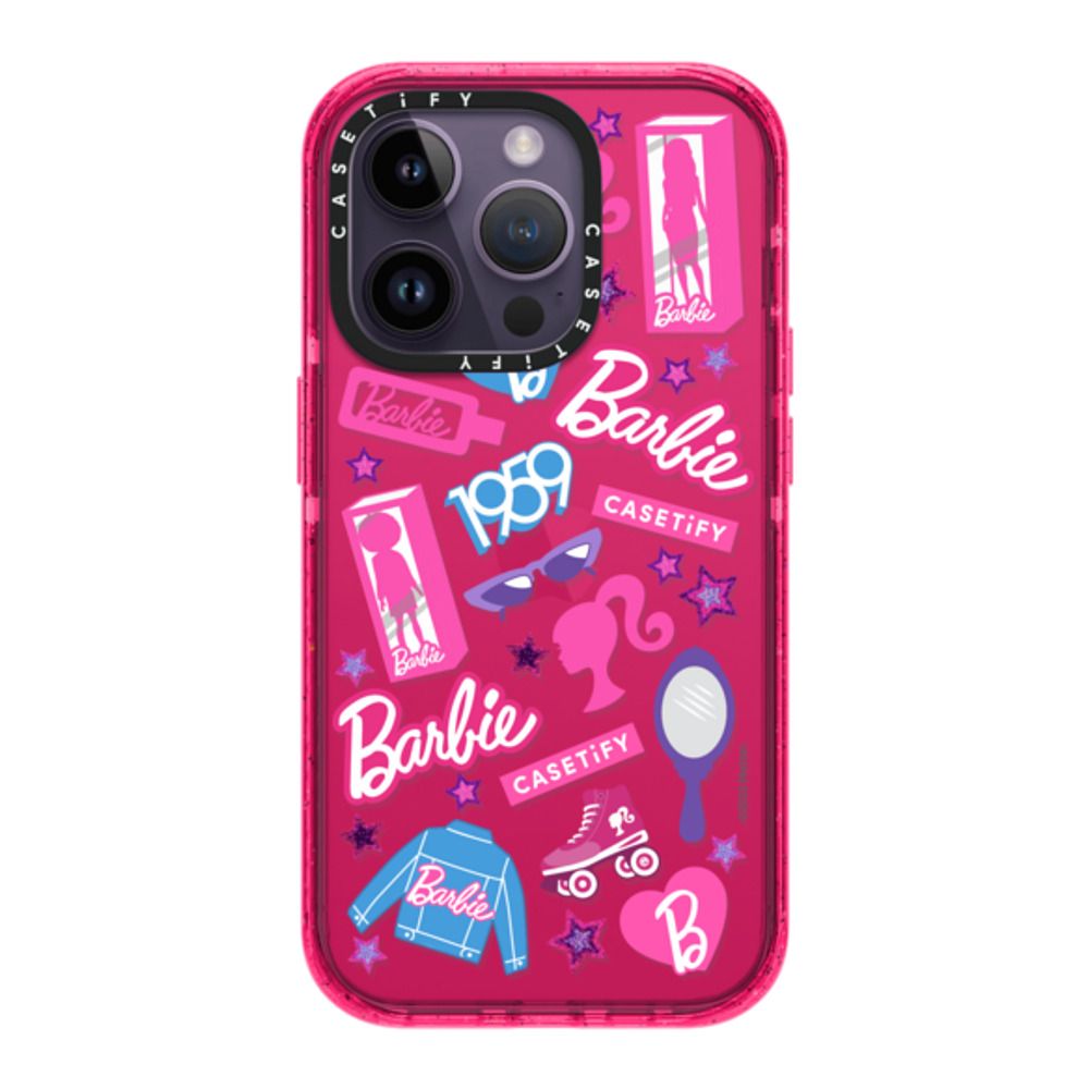 Case ScreenShop Para iPhone 14 Plus Barbie Stickermania Fucsia Transparente Casetify