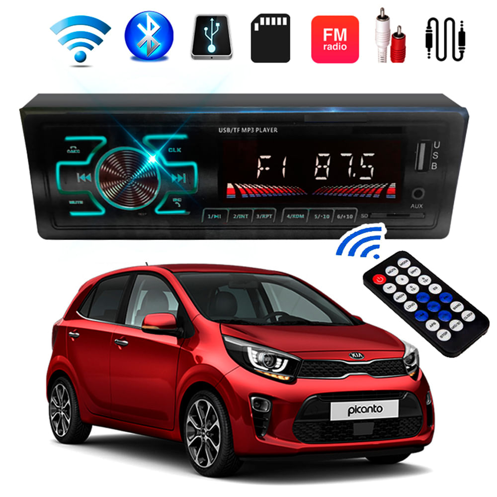 Auto Radio FM Bluetooth Radio Para Auto Carro Control USB RCA LED