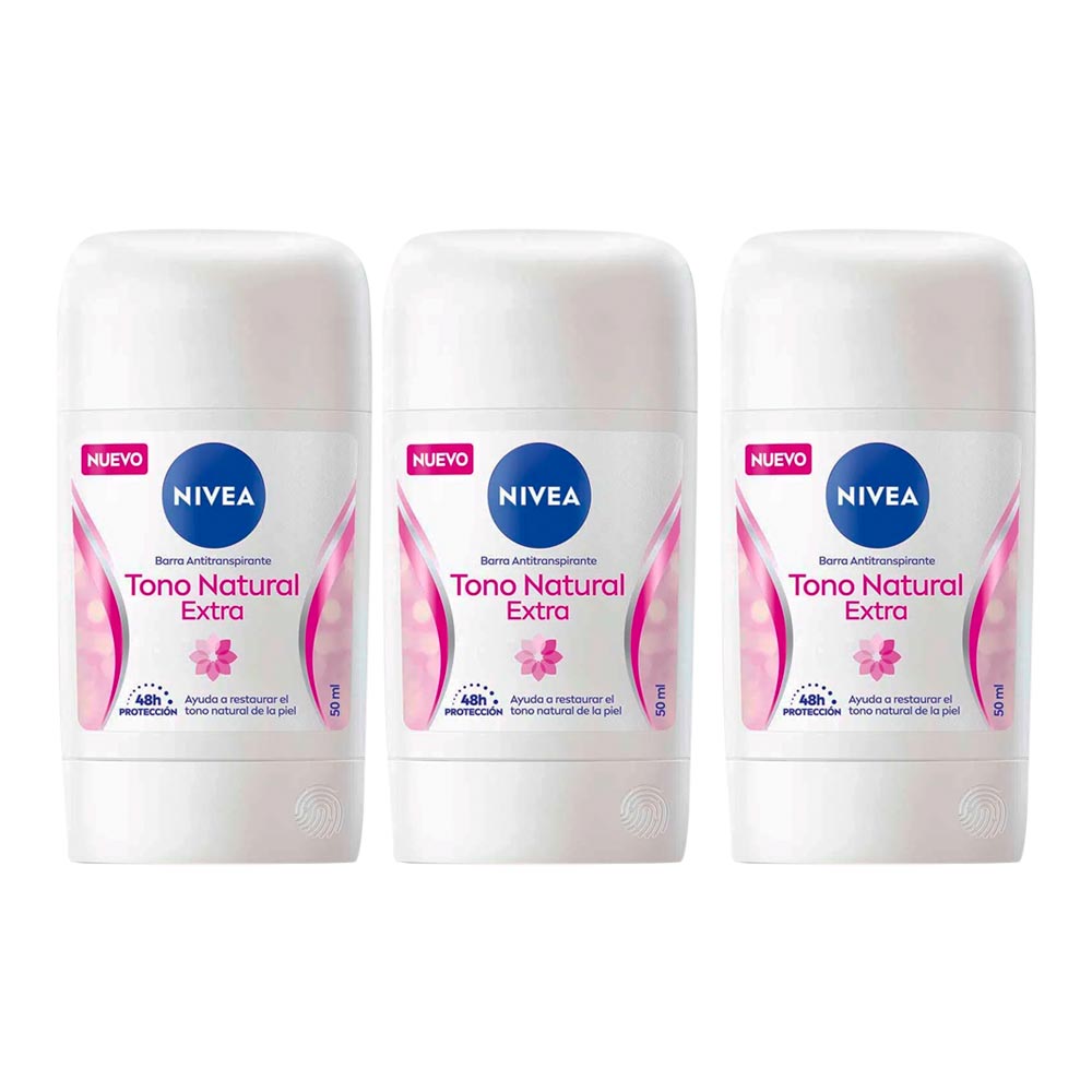 Pack Desodorante en Barra NIVEA Women Aclarado Natural Frasco 50ml x 3un
