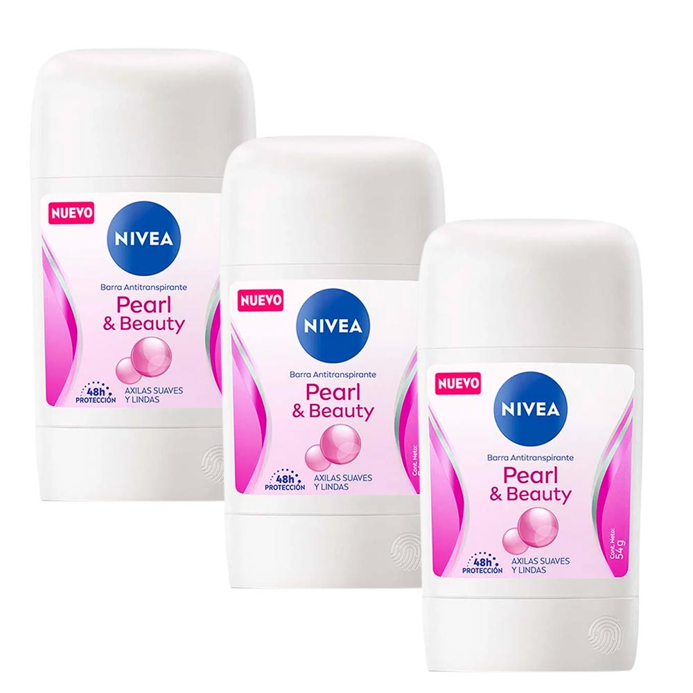 Pack Desodorante en Barra NIVEA Pearl & Beauty  Frasco 54g x 3un