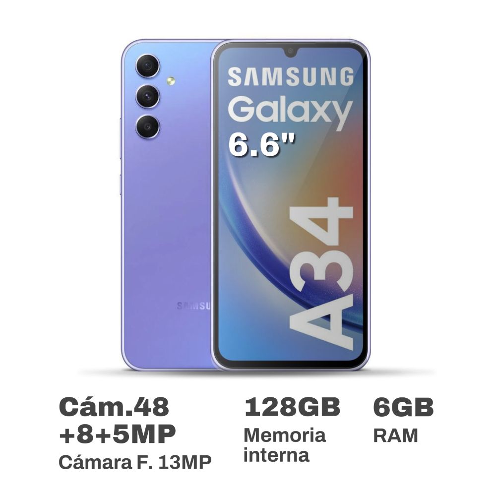 Celular Samsung Galaxy A34 6.6" 6GB RAM 128GB Violeta