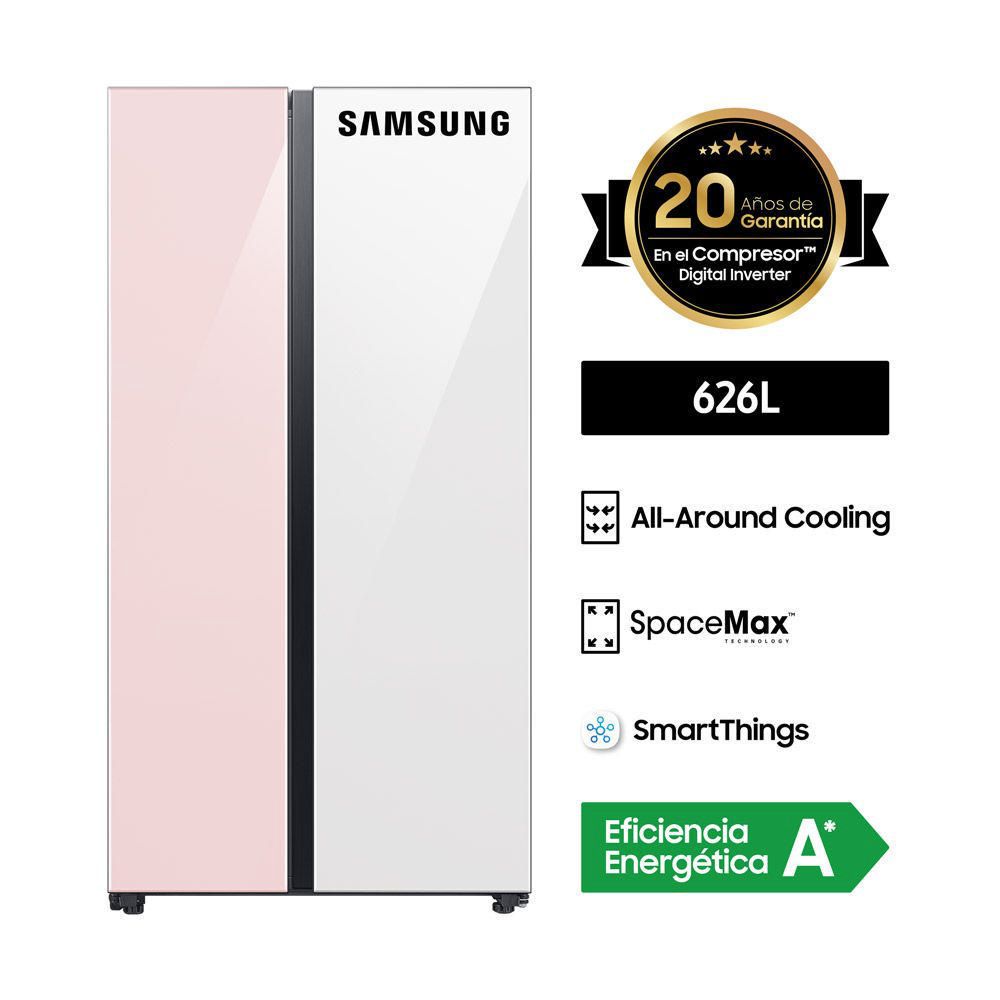 Refrigeradora Samsung Side by Side Bespoke RS60CB70NA7PPE 626L Clean Pink/Clean White