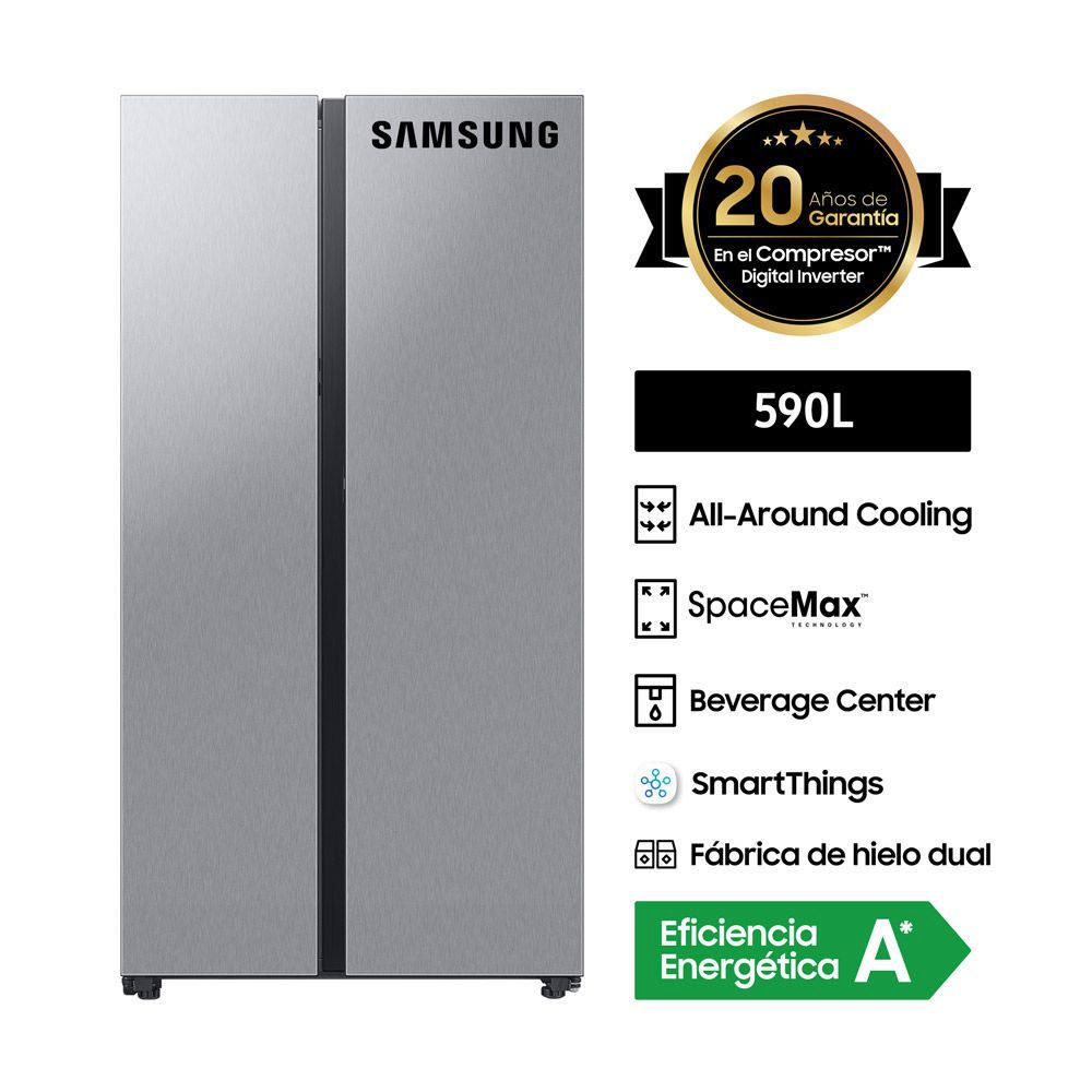 Refrigeradora Samsung Side by Side Bespoke RS60CB760AQLPE 590L Plateado