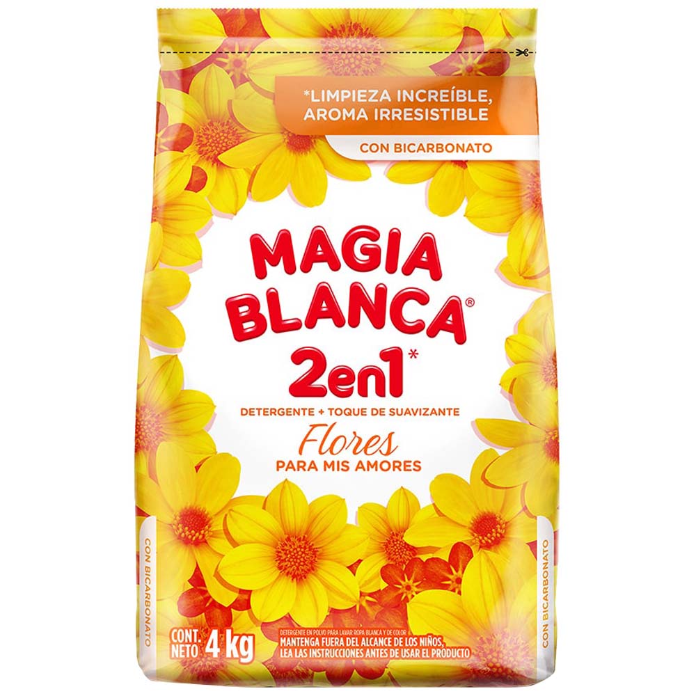 Detergente en polvo MAGIA BLANCA 2en1 Flores para mis Amores Bolsa 4Kg