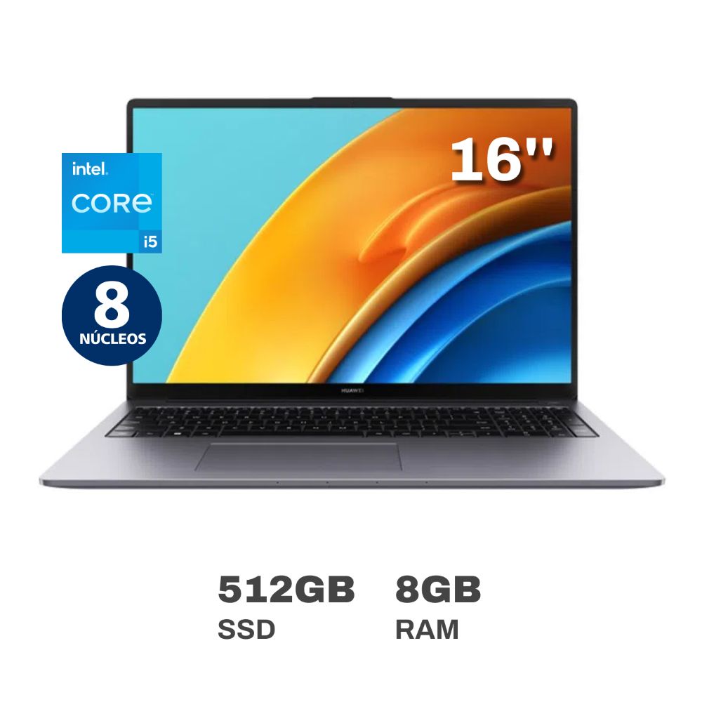 Laptop Huawei MateBook D16 Intel Core i5 8 Núcleos 8GB RAM 512GB SSD 16"