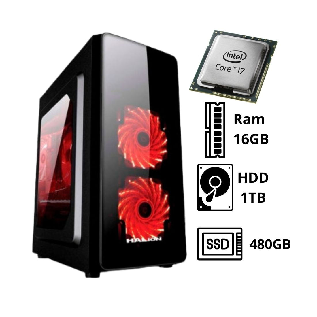 Computadora PC Intel CORE I7 3.4 GHZ RAM 16GB HDD 1TB SSD 480GB