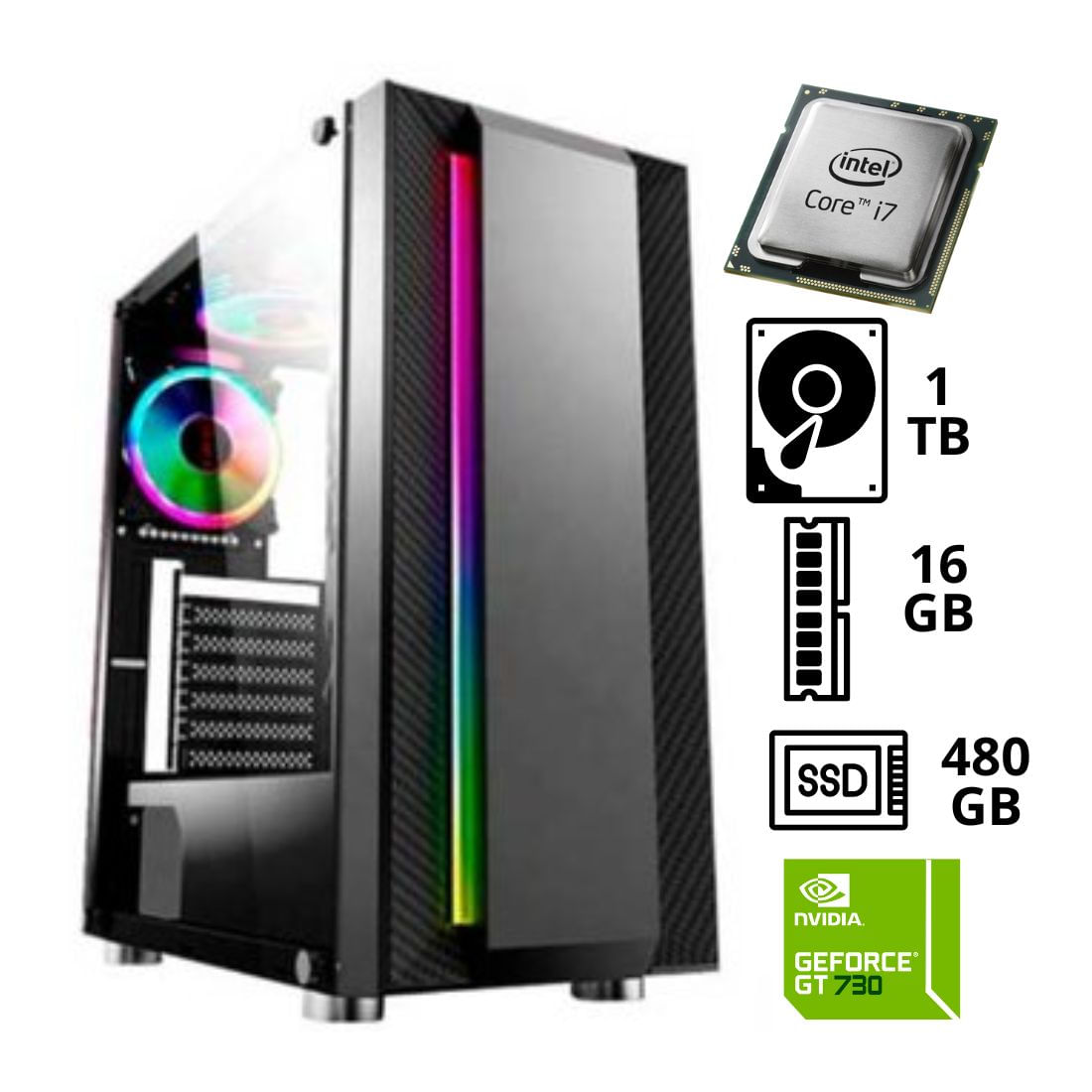 Computadora PC Intel CORE I7 6TH RAM 16GB HDD 1TB SSD 480GB GT 730 4GB