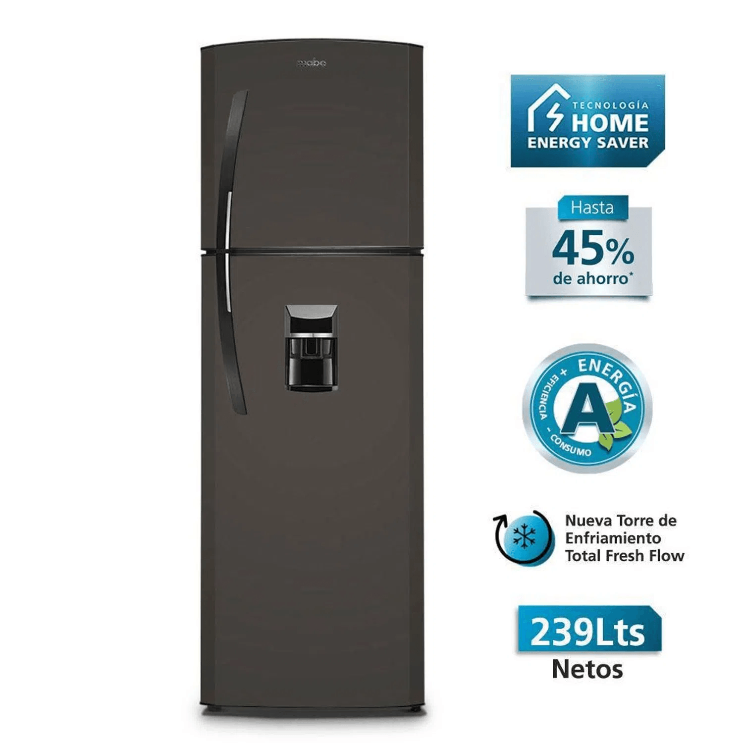 Refrigeradora MabeTop Freezer RMA255FYPG 239L Grafito