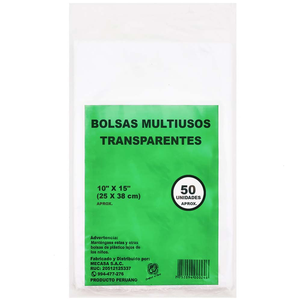 Bolsa Chequera MECASA Transparente 25x38cm Paquete 50un