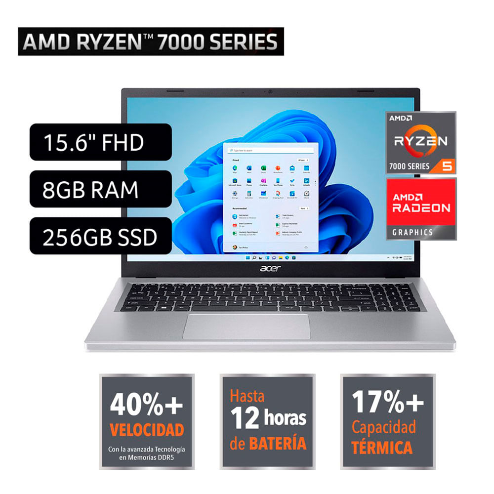 Laptop ACER Aspire 3 A315-24P-R42P 15.6" AMD Ryzen 5 (7000 series) 8GB 256GB SSD