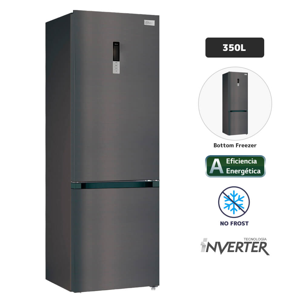 Refrigeradora OSTER 350L No Frost OS-PNFCME351BI Black Inox