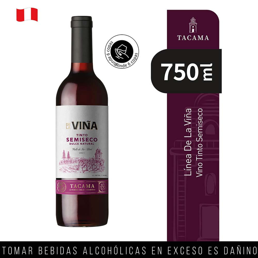 Vino Tinto TACAMA Tinto de la Viña Semiseco Botella 750ml