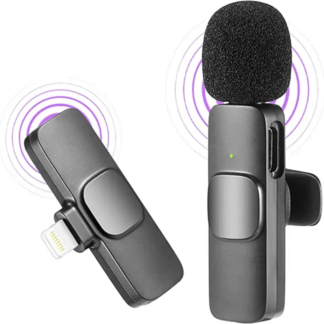 Microfono Solapero Inalambrico Pechero para Celular Iphone Negro