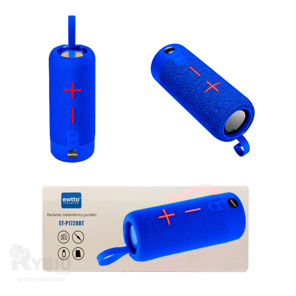 Bocina Bluetooth LED 4 Pulgadas Azul EWTTO ET-P1728BT