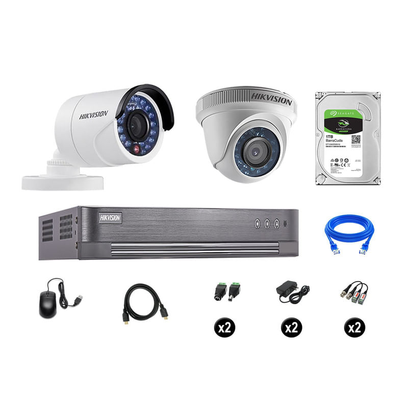 Cámaras Seguridad Hikvision Kit 2 Vigilancia Hd 720P + Disco 1Tb Oferta P2P Hdmi